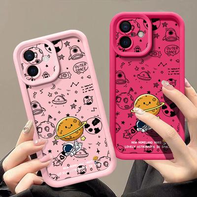 Handyhülle für iPhone 16 Pro Max 16e 15 14 13 12 11 XR XS 8 7 Astronautenmuster Stoßfest Weiche TPU Silikonhülle Fundas