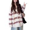 Koreanischer Retro-Streifenstrick-Kapuzencardigan für Damen: Früher Herbst- & Winter-Mode