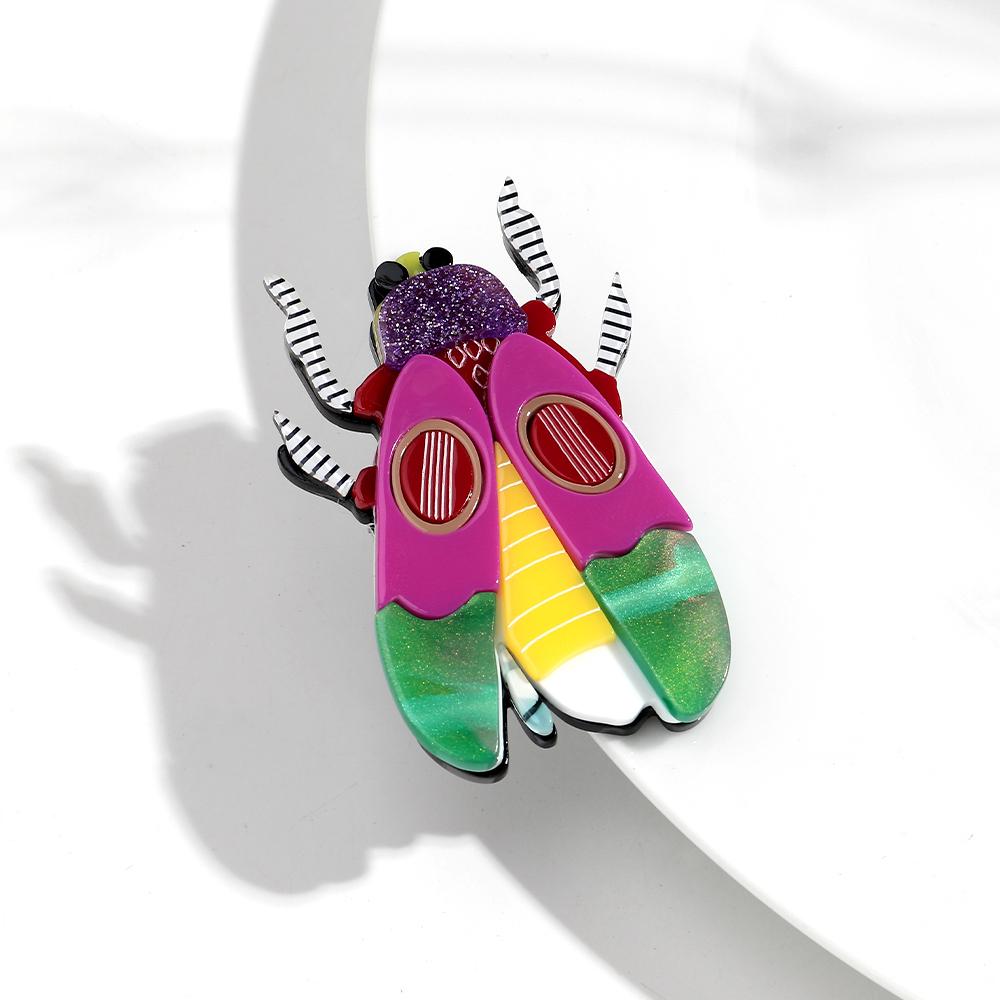 

New Colorful Beetle Acrylic Brooches for Women Personalized Resin Insect SplicedBadge Pins Jewelry Clothes Bag Accessories Gift фіолетовий
