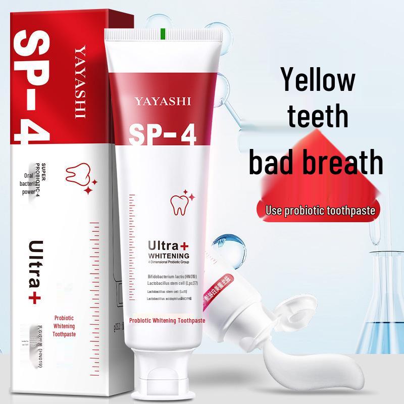 Source Yaya Shi SP-4 Whitening Toothpaste with Probiotics for Fresh Breath and Cleaning.