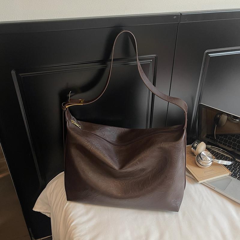 Solid Color Commuter Large Capacity Shoulder Bag Women's Crossbody Bag Underarm Bag