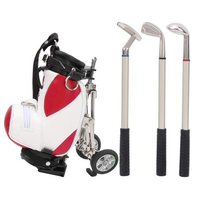 Desktop Golf Pen Set 3 Ballpoint Pens and Mini Bag Zinc Alloy Golf Pen Holding BagRed White