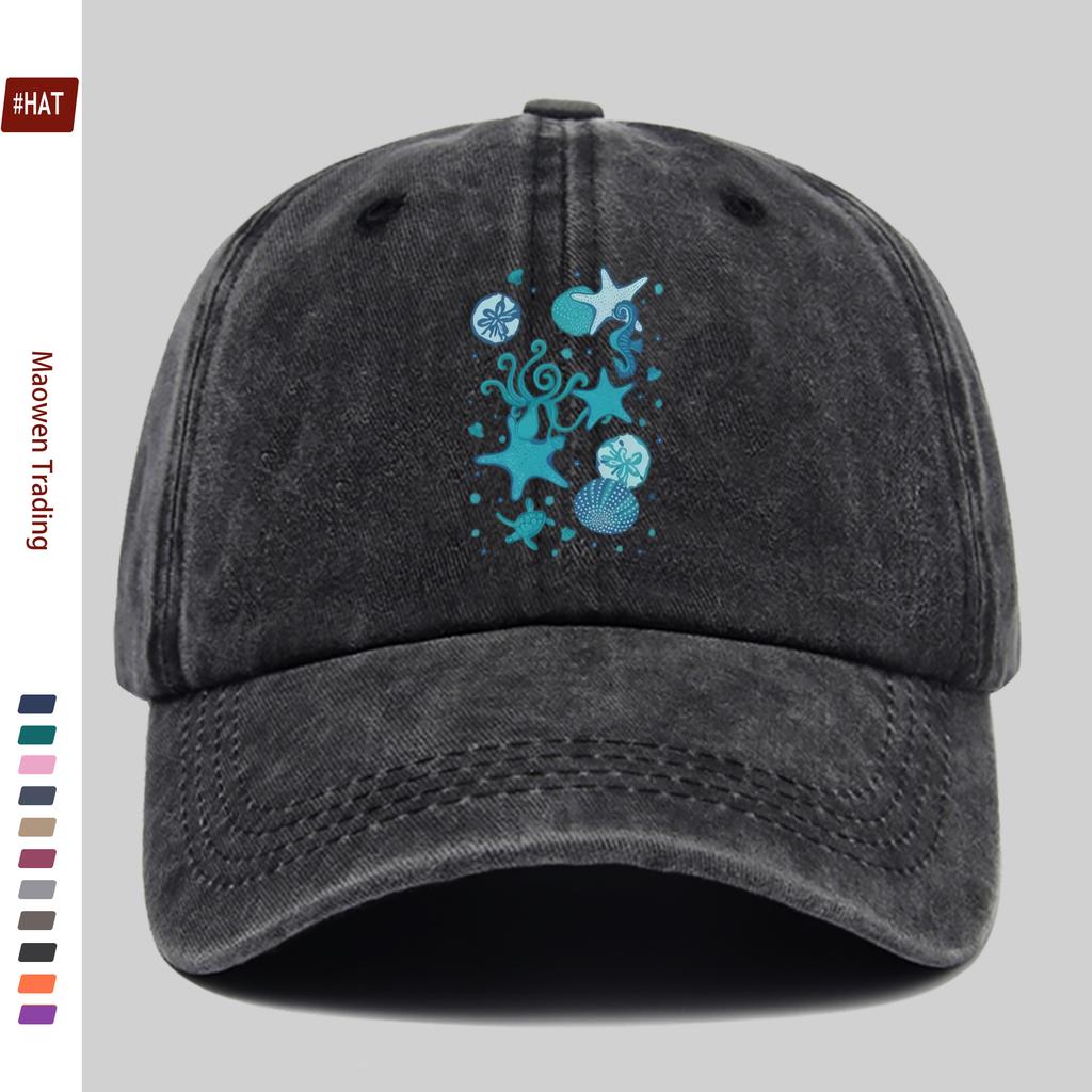 pc Marine Life Pattern Design Printed Baseball Cap Suitable for Spring Summer Printed Decorative Hat MultiColor Optional Co