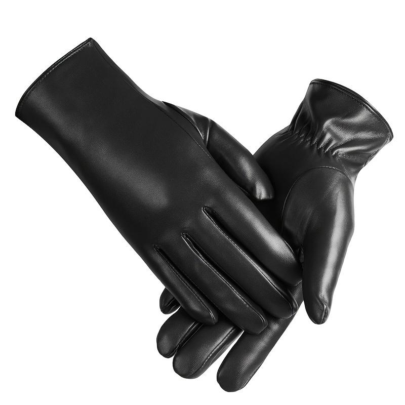 Women's Warm PU Leather Gloves for Autumn and Winter Windproof and Cold Proof Outdoor Cycling Versatile Black Gloves