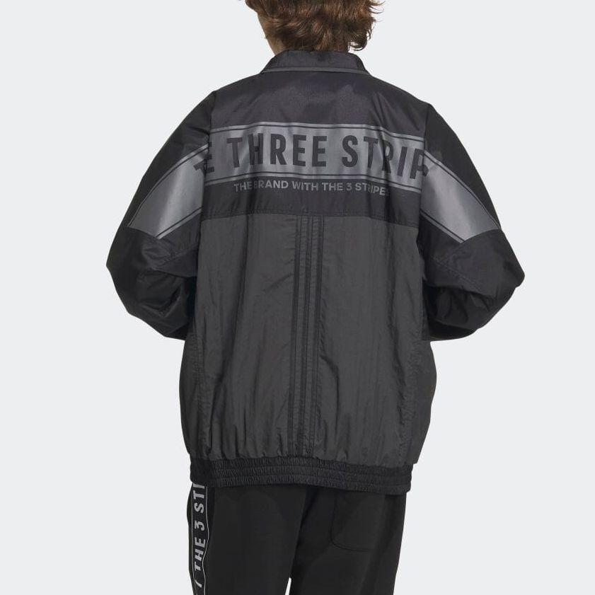 adidas Warding Übergroße Passform Gewebte Reißverschlussjacke Schwarz Unisex IK7326