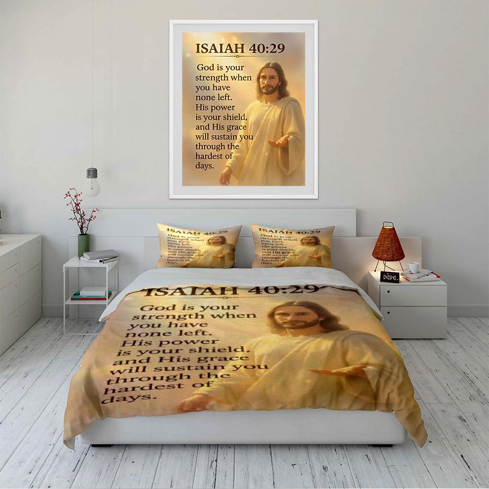Isaiah 40:29 Christian Bedding Set Bedding set (1 duvet cover, 2 pillowcases, duvet not included)