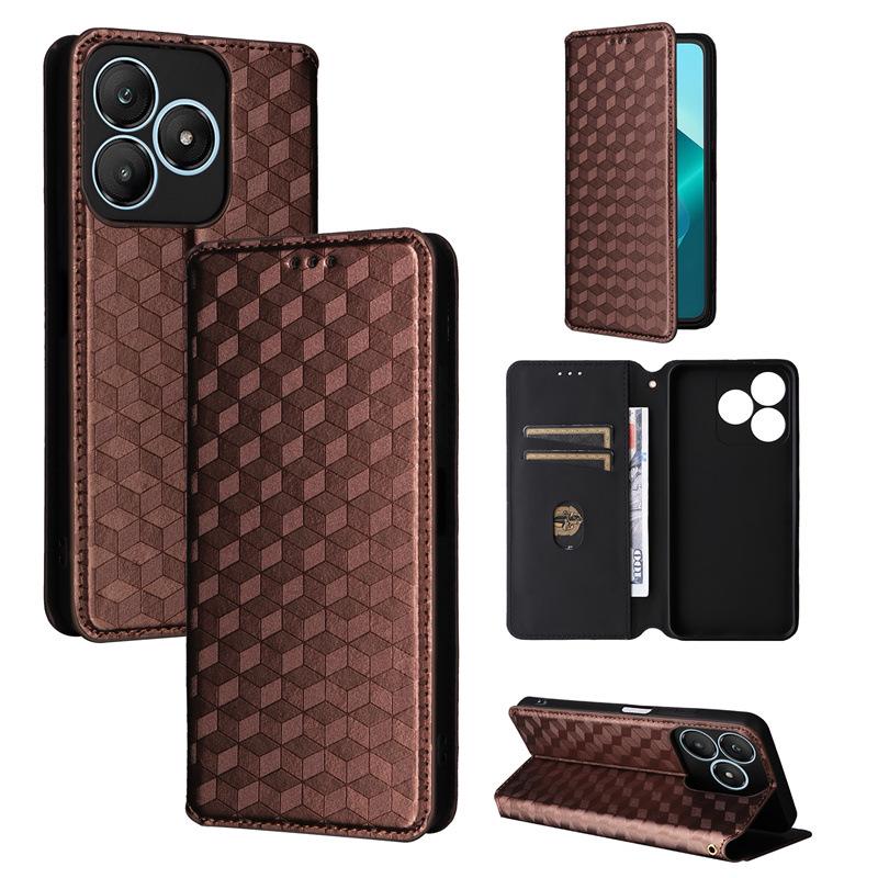 Embossed Leather Card Holder Phone Case with Magnetic Flip for Wiko T20