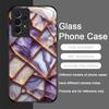 Elegante Custodia in Vetro Temperato con Texture Marmo Cristallo Viola per Samsung Galaxy S25 Ultra S24 S23 Plus S22+ S21 S20 FE Cover