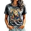 Women's Fashion Casual Short Sleeve Neck Graphic Print Pullover Top