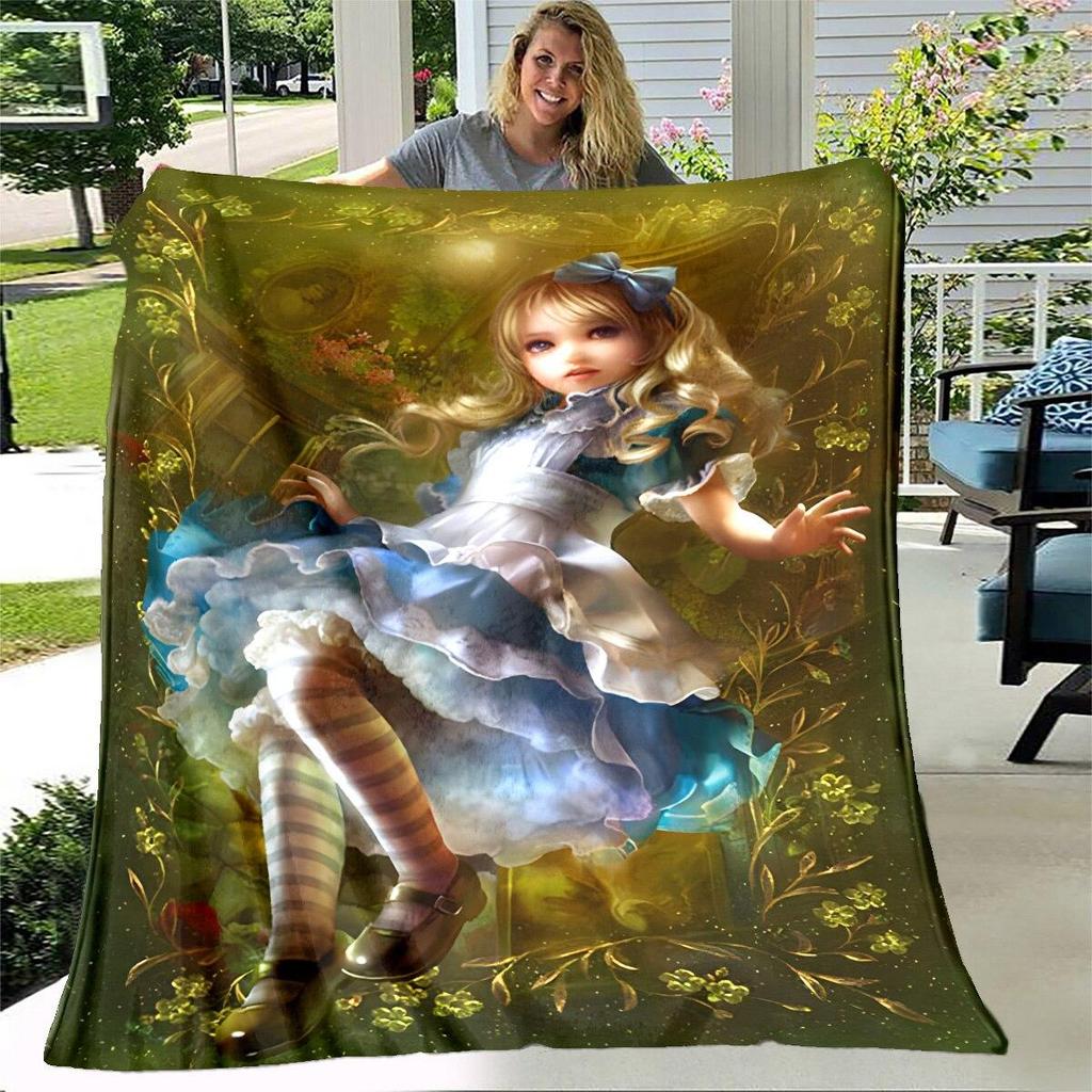 Alice Blanket Alice In Wonderland Blanket Flannel Blanket Bedding Throw Soft Cartoon Bedspread Sofa Blanket Kids Blanket Gift