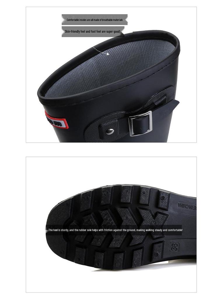 Women's Waterproof Non-Slip Korean Fashion High-Top Rubber Rain Boots
