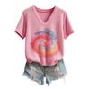 Phoenix Velvet Women's Plus Size V-Neck Knitwear - Cartoon Print Short Sleeve for Spring/Autumn.