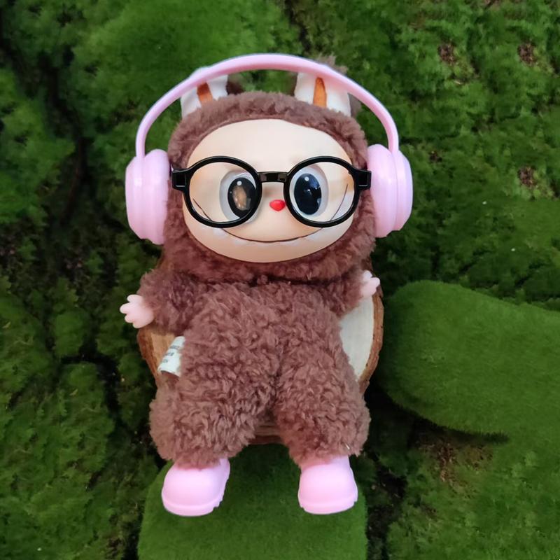 For Labubu Headphones, Shoes and Glasses Set 17cm V2 V3 Plush Doll DIY Decoration Accessories Cute Children's Birthday Gift Toys