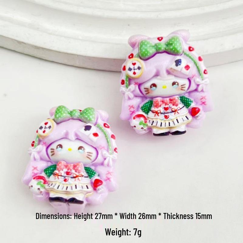 Cartoon Lisa Kitten Girl Resin Accessories: DIY Cream Glue, Hair Clip, Hair Tie, Keychain, Phone Case Ornament