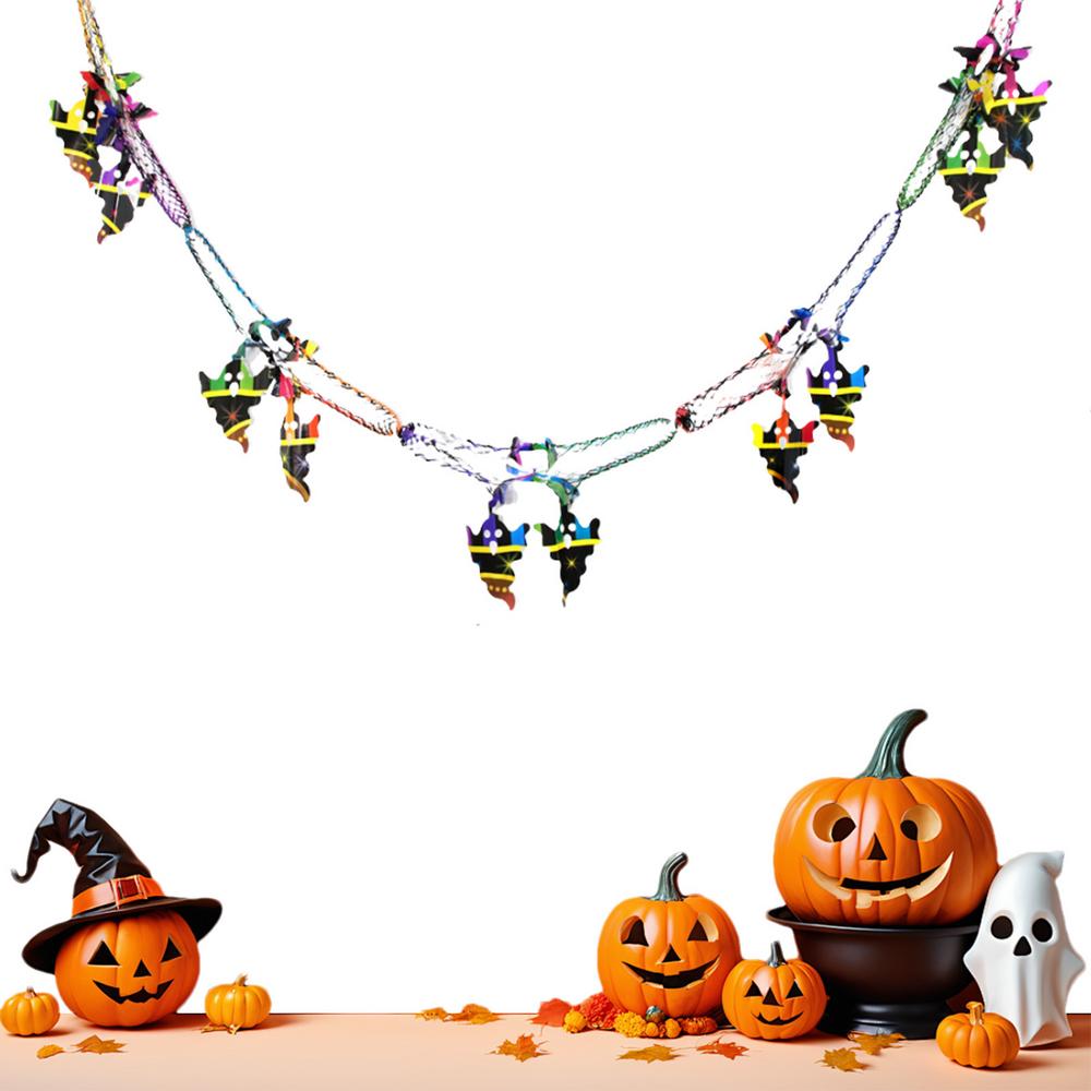 Halloween Streamers Halloween Pull Garland Ceiling Banner 118Inch Pumpkins Ghosts Bats Spiders Decor Festival Banner Garland