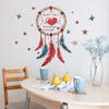 Bohemian Dreamcatcher with Colorful Feathers and Stars Wall Stickers, Whimsical Wall Art for Bedroom, Living Room and Hallway Home Decor