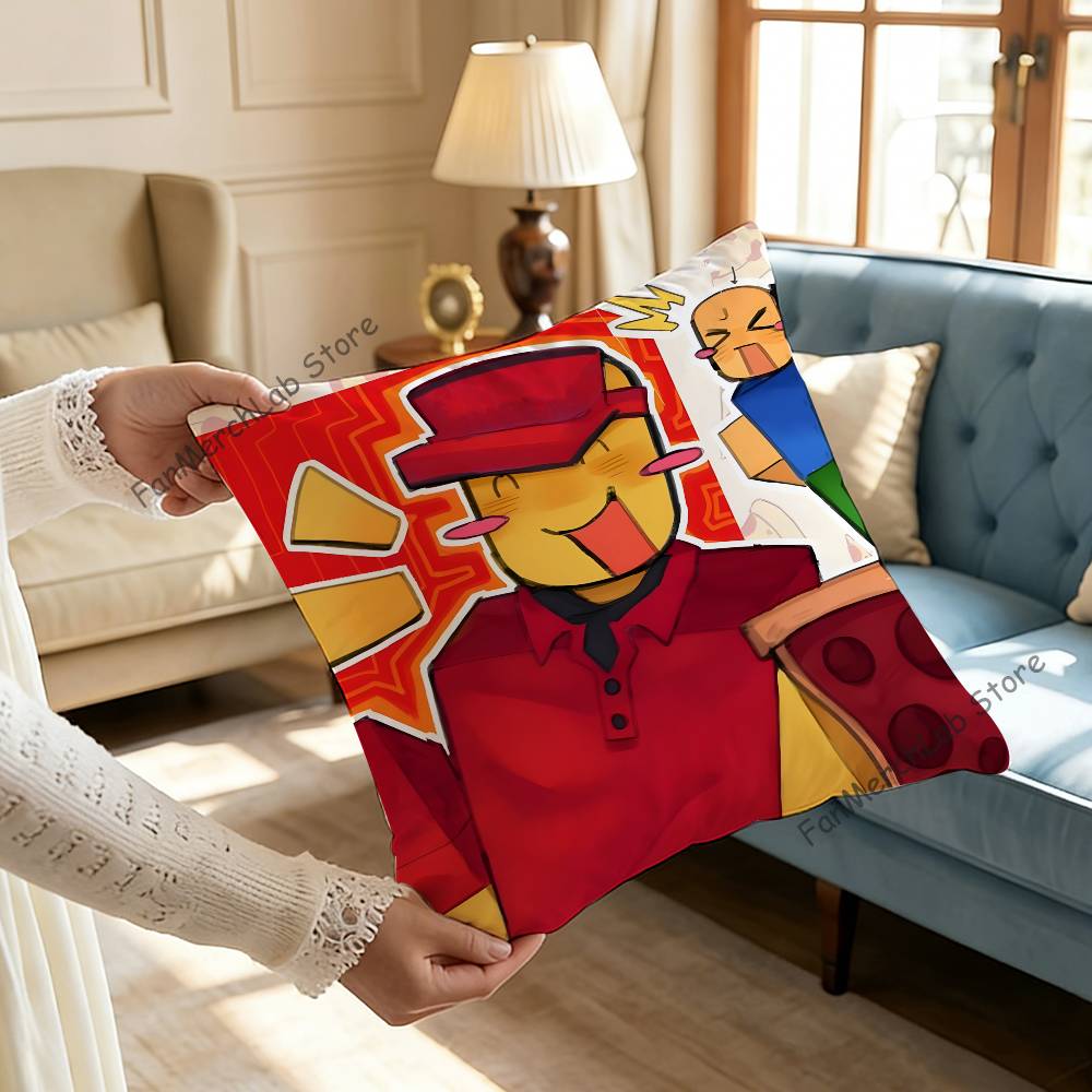 EElliot Anime Pizza Pillow Covers Cartoon Sofa Decorative Home Doublesided Printing Short Plush Cute Cushion Cover