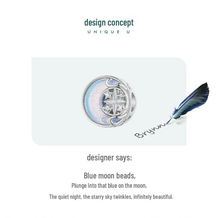 Silver Ziyun Moon Starburst DIY Bracelet Beads - S925 Sterling Silver, High-End, Light Luxury.