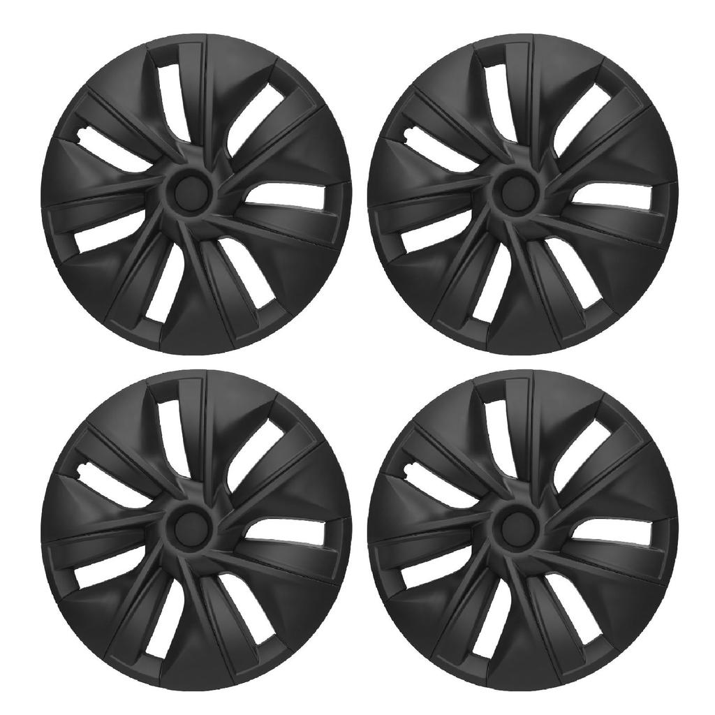 4PCS Wheel Hub Cap Matte Black High Strength Textured Design Replacement for Tesla Model Y 2020‑2023