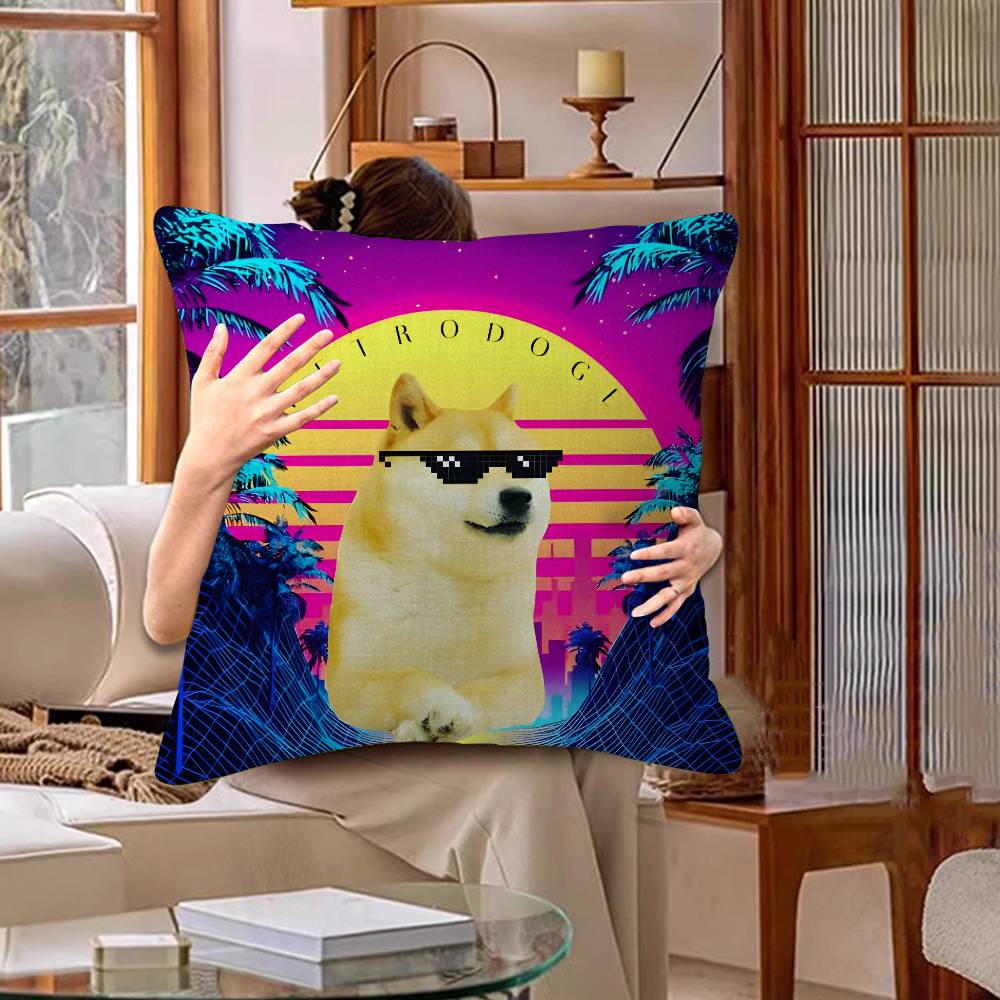 Abstract Shiba Inu Print Cushion Cover Car Throw Pillow Case For Sofa Car Christmas Gift 40X40Cm 45X45Cm