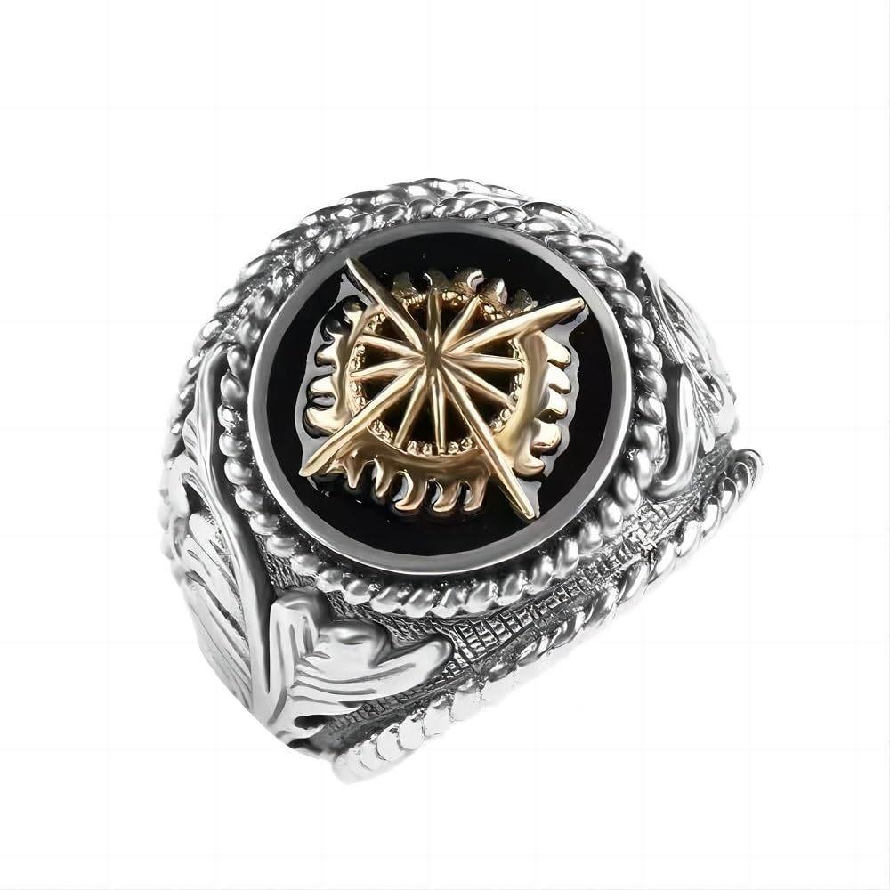 European and American Rings Men's Hip-hop Retro Domineering Light Ring Single Ring