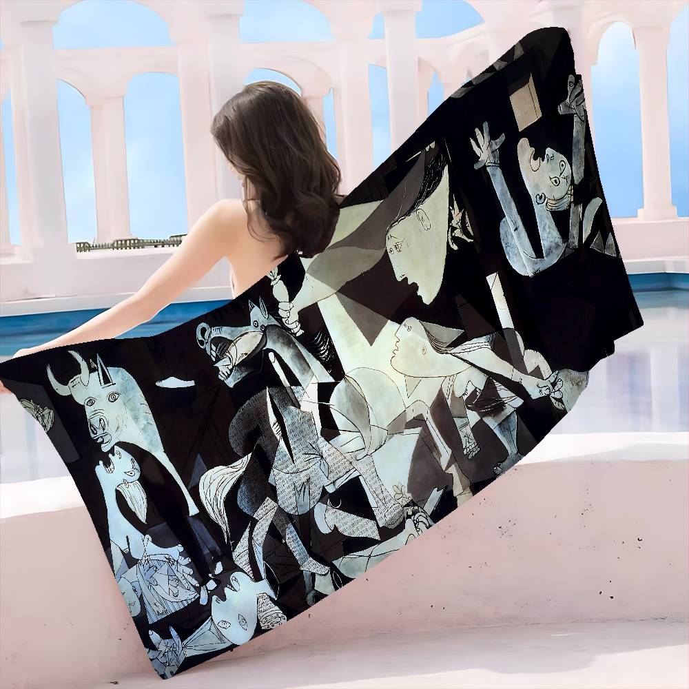 P-Picasso Style Painting Microfiber Printed Beach Towel Mountain Climbing Yoga Beach Swimming Running Absorbent Soft Towel