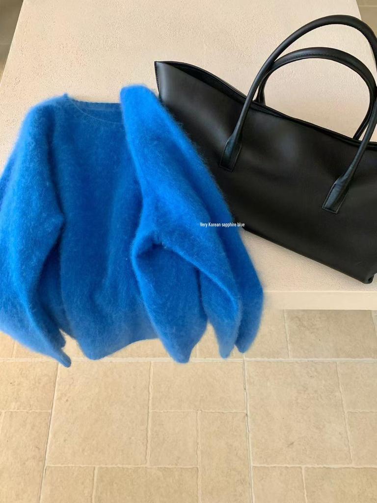 Korean-Style Faux Mink Fur Fluffy Sweater for Women - Round Neck, Loose Fit, Slimming, Perfect Autumn Knitwear