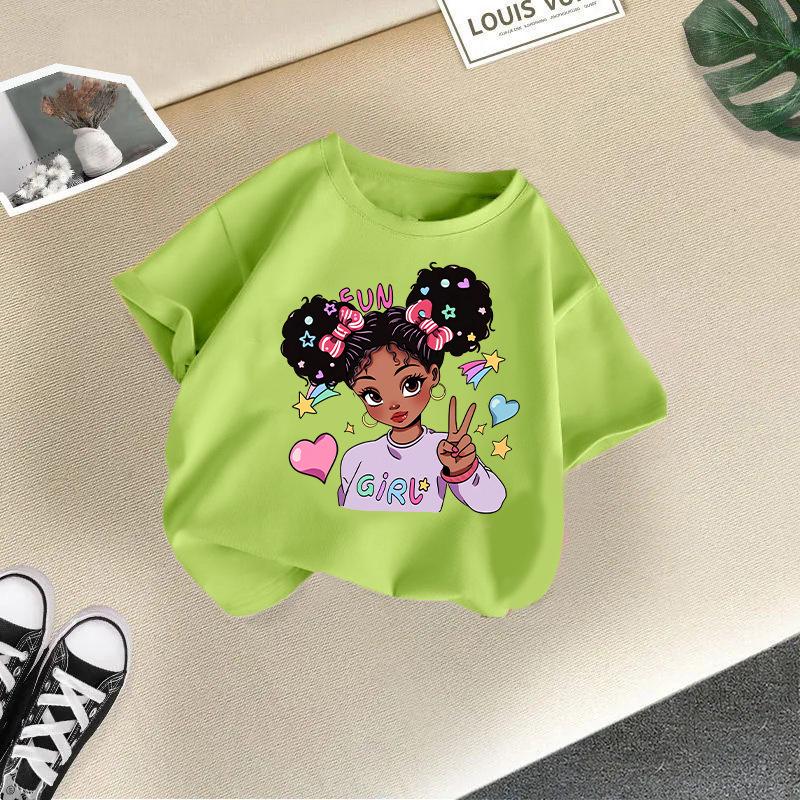 Girls' Cartoon Print Casual Round Neck Short-Sleeve T-Shirt - Summer Collection