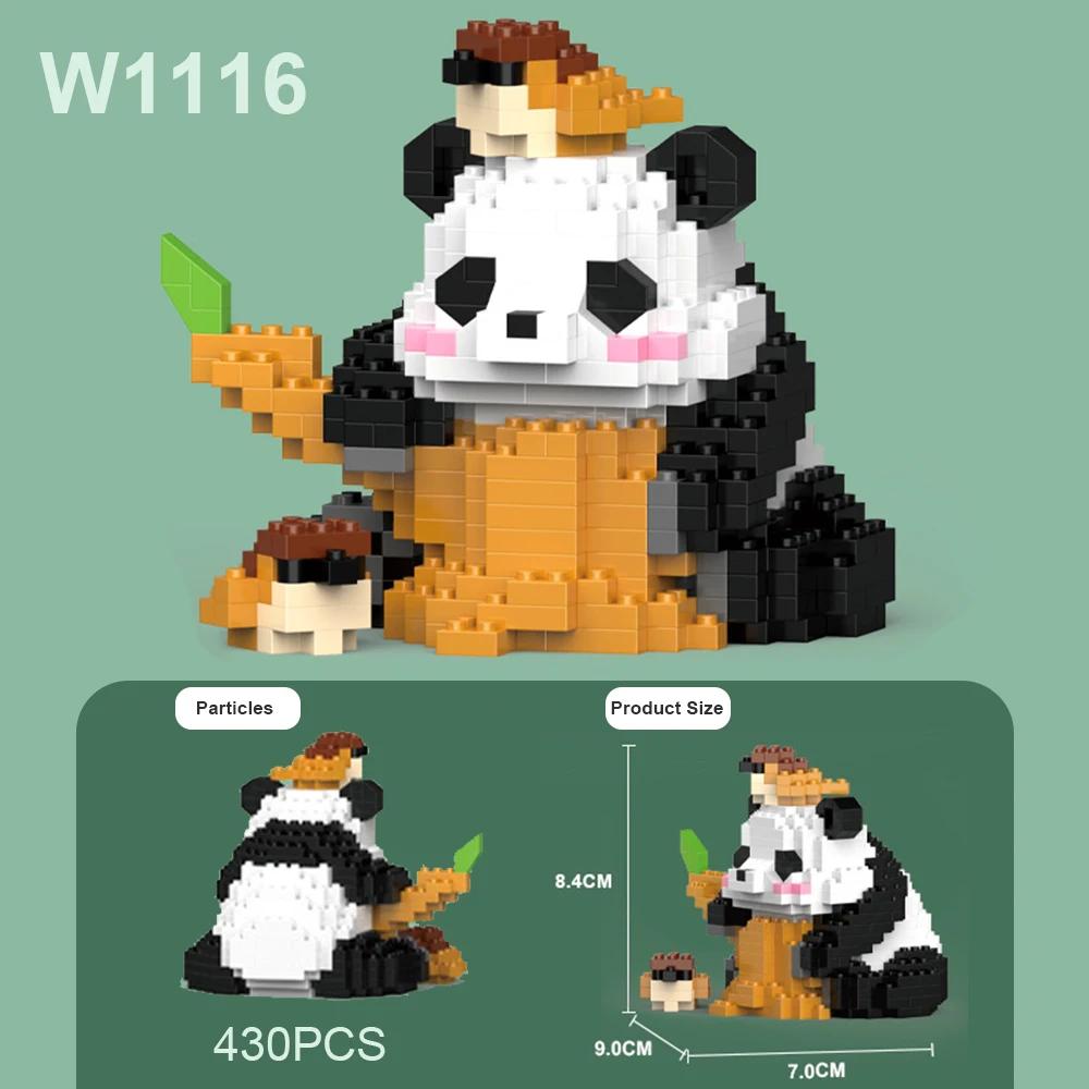 Roztomilá čínská panda stavebnice sady DIY vzdělávací montážní hračky kostky mini zvířátka model MOC děti vánoční dárek k narozeninám