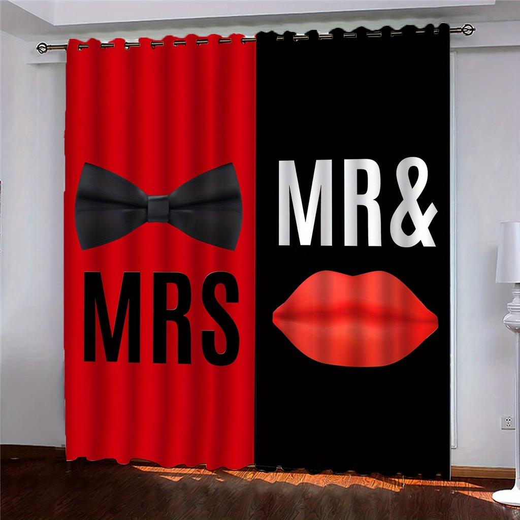 2 Panel schwarz und rot Vorhänge Damen Herr. Vorhänge King Queen Vorhänge für Schlafzimmer Wohnzimmer Küche Fenster Jalousien Cortinas sa