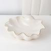 White Ceramic Shell Shaped Jewelry Tray Holder with Irregular Designs Perfect for Storing Necklaces Bracelets Earrings Rings
