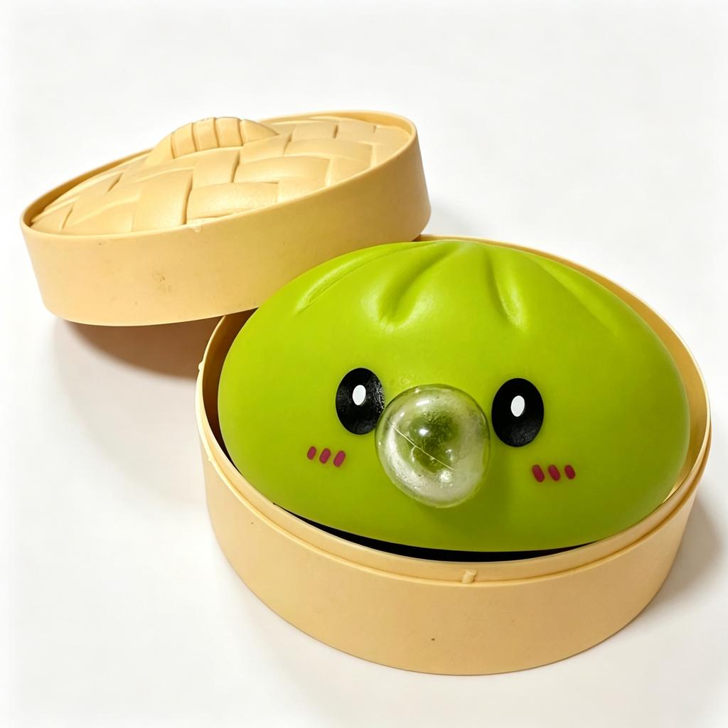 Dumpling Squishies Blow Bubbles Toy Dumpling Squishies Set with Steamer New Bubble-Blowing Squishies, Stretchy Fidget Sensory