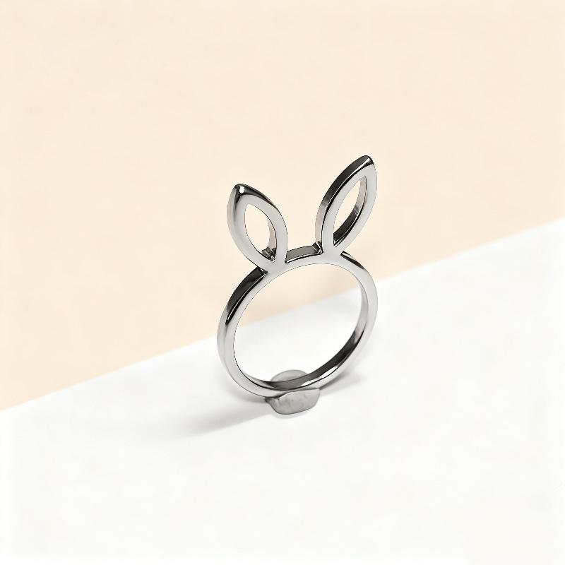 Charming Original Design Cute Rabbit Ring - Versatile and Fashionable Gift Steel