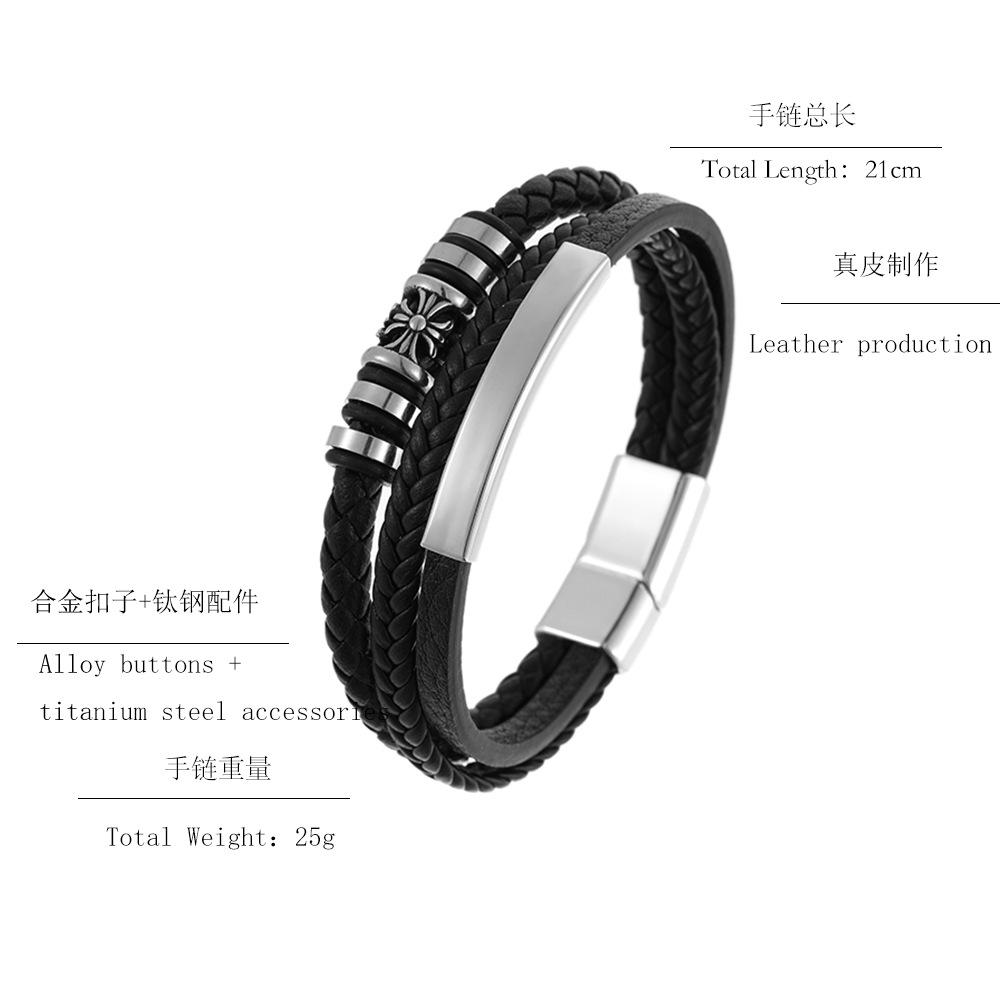 Handmade Braided Leather Bracelet For Men Vintage Ornamental Wristband Accessory Durable Stylish Gift