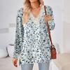 Womens Tops Loose V-neck Contrast Color Split Loose Long Sleeve T-shirt Women's Tops