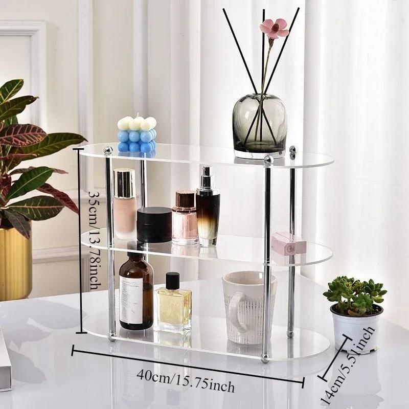 1PC Acrylic Desktop Storage Rack 2/3layer Multifunctional Organizer Ins Style Water Cups Perfume Cosmetics Jewelry Display Frame