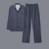 Home Wear Set Sleepwear Printed Family Loungewear Stylish Men's Spring/autumn Pajama Set with Lapel Collar Long Sleeves
