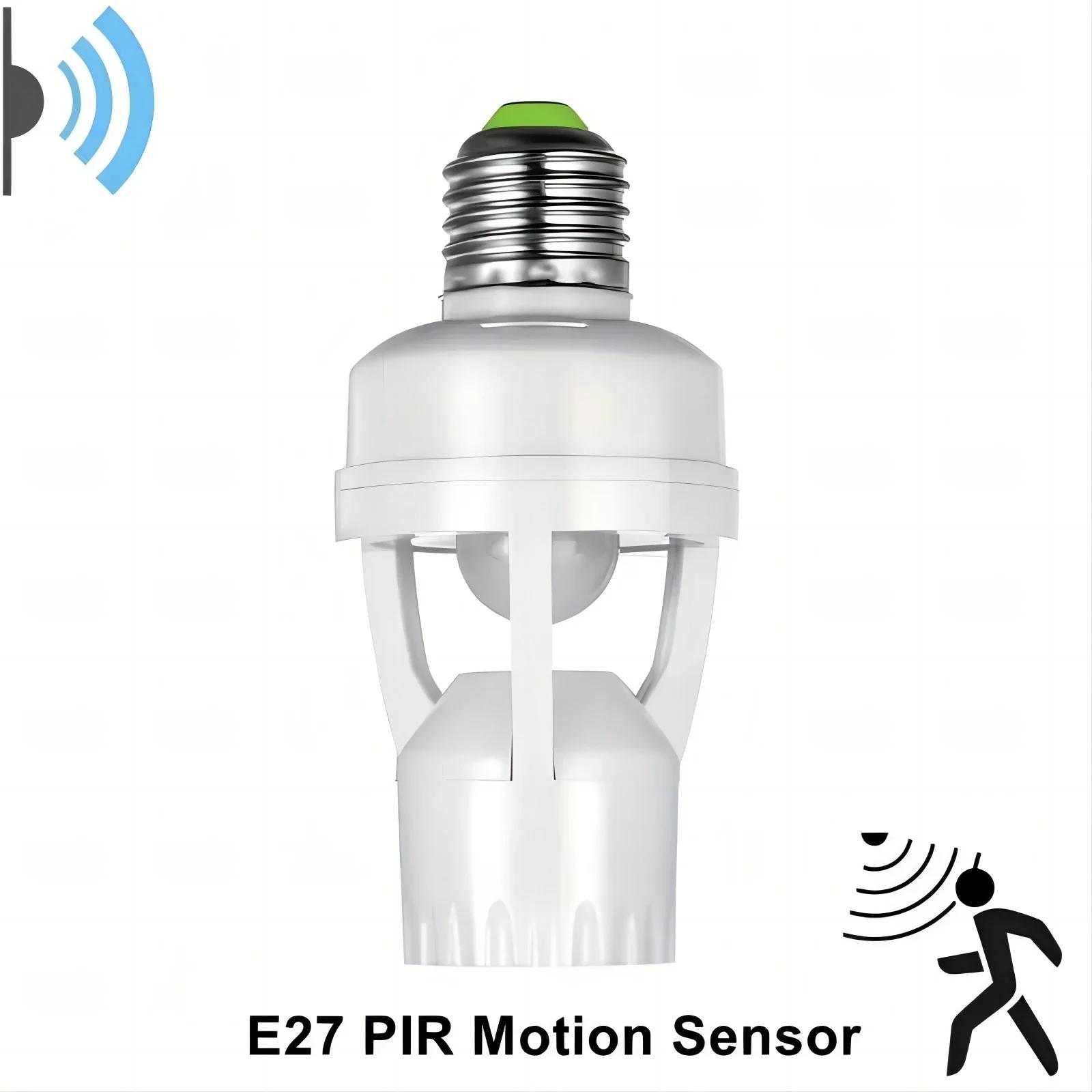 

Human Induction Lamp Holder PIR Motion Sensor LED Night Lamp Socket Base E27 AC 85-265V Delay Time Adjustable Switch 360 Degrees
