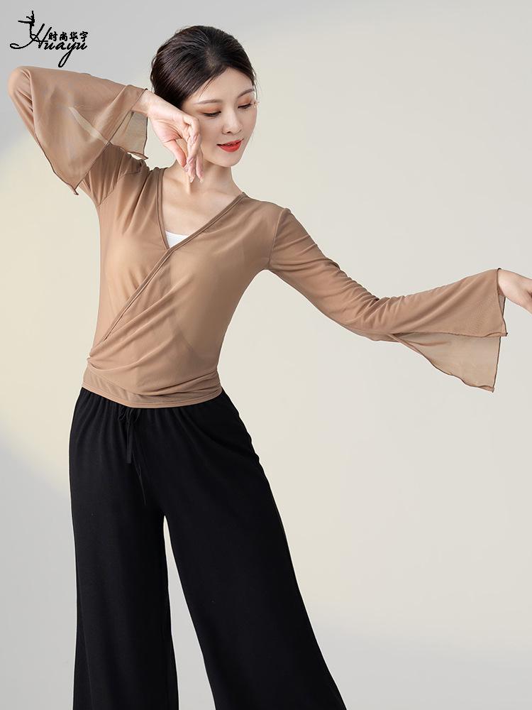 Chinese Classical Dance Costume: Women's Fairy Gauze Top and Mesh Skirt Set