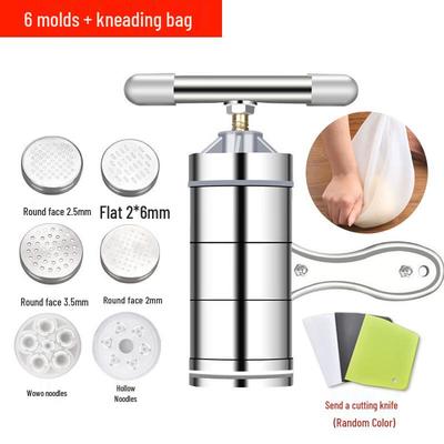 Manual Stainless Steel Home Noodle Maker with 6 Dies