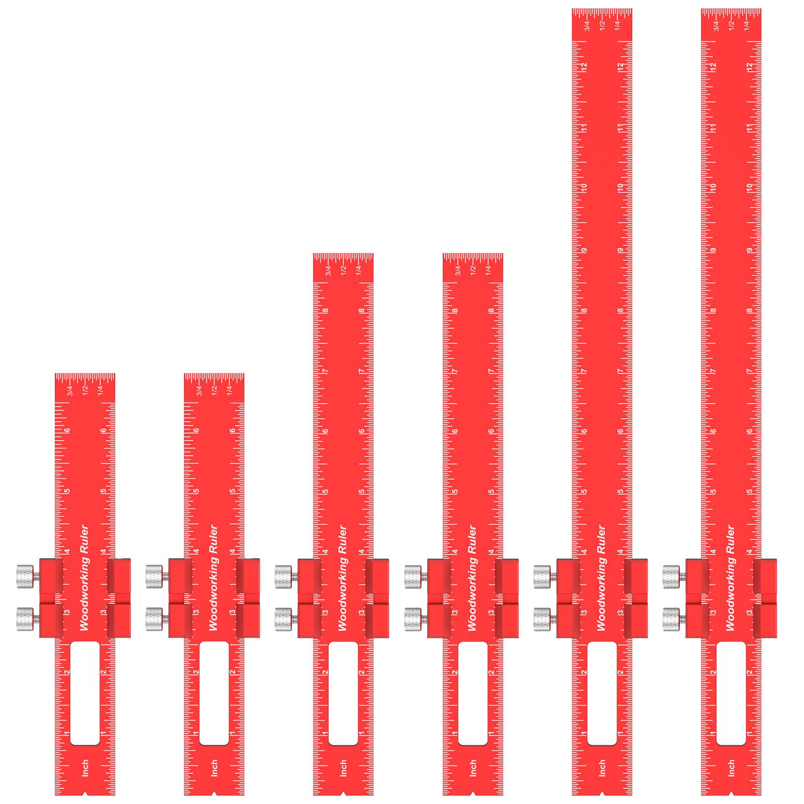 

6Pcs Woodworking Ruler Precision Wood Marking Ruler T Track Woodworking Scribing Ruler 6 8 12 Inch Woodworking Measuring Tools