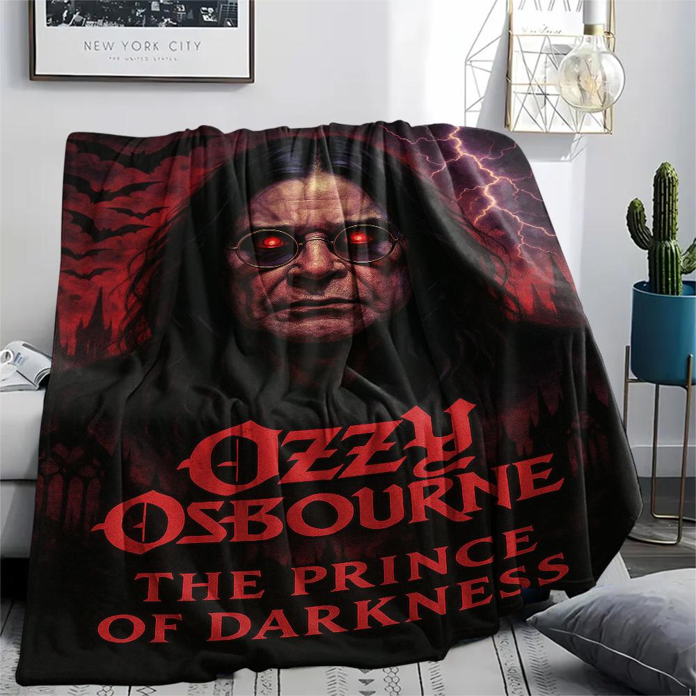 1pc Ozzy Osbourne Print Flannel Blanket, High quality Comfortable for All Seasons, Home Decor, Warmth and Comfort, Perfect for Christmas Gifts74