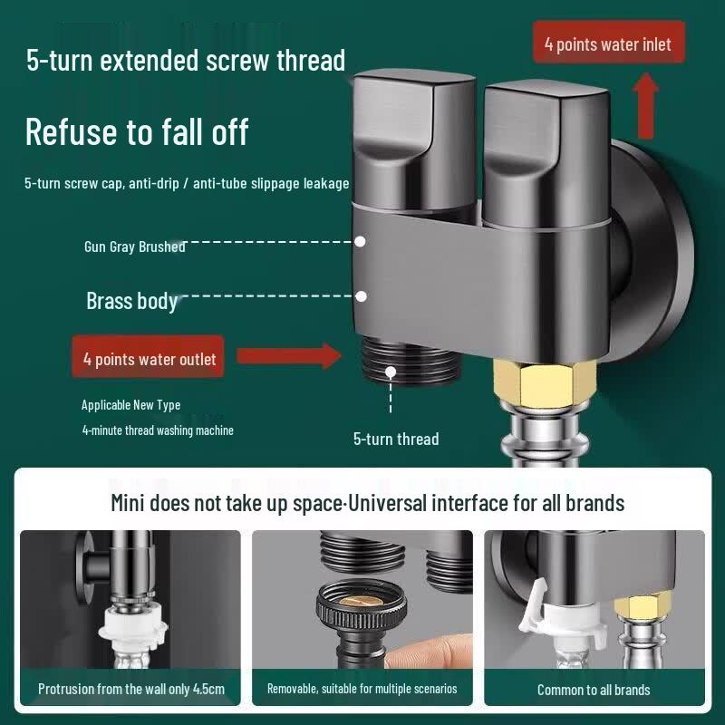 TaiJuFu Gunmetal Grey Washing Machine Faucet Set with 304 Spray Gun