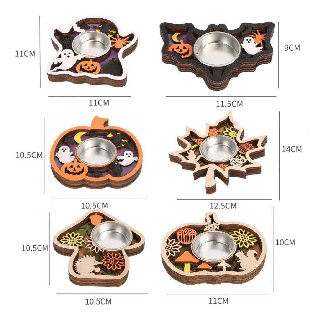 Romantic Halloween Candle Holder 3D Creative Pumpkin Ghost Candlestick Unique with Metal Base Scary Candle Holder