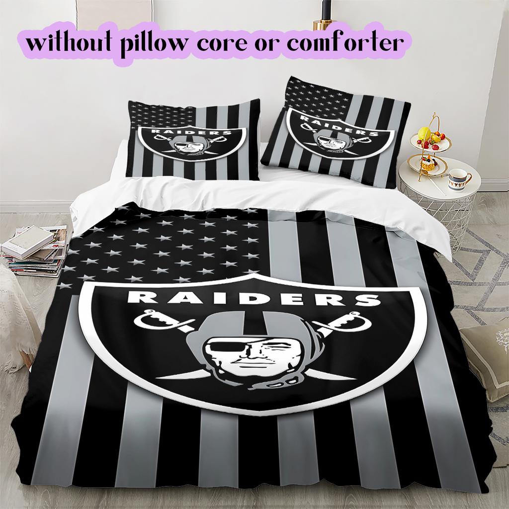Las Vegas Raiders Vzor Povlečení Přikrývka Sada Povlak na přikrývku Povlak na polštář Domácí Dekorace Narozeninový Dárek (1 * povlak na peřinu + 2 * povlak na polštář, bez jádra)