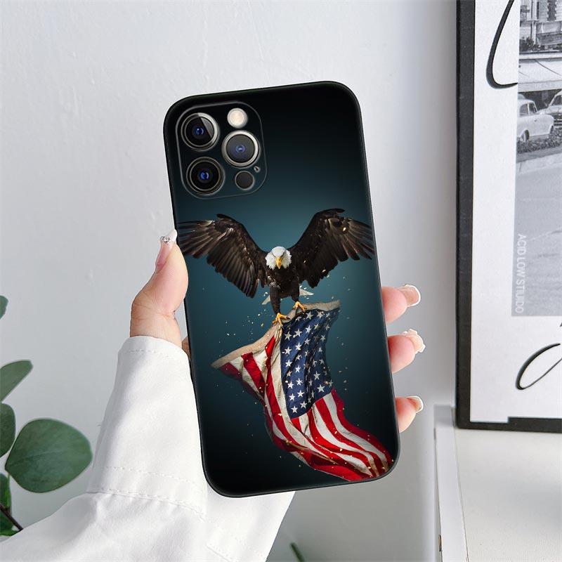 American USA Flag Eagle Phone Case for iPhone 11 15 Pro Max Case Coque 14 Plus 13 Pro 12 11 X XS XR 6 7 8 SE 2020 TPU Soft Cover