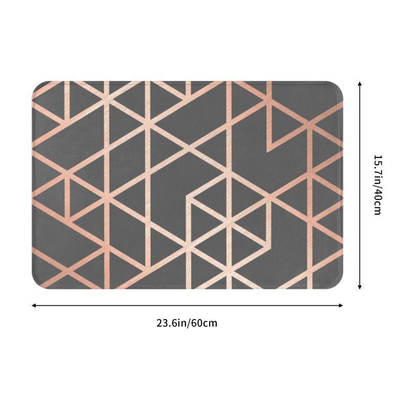 Rose Gold And Gray Geometric Pattern Floor Door Kitchen Bath Mats Anti-Slip Outdoor Abstract Doormat Toilet Entrance Rug Carpet