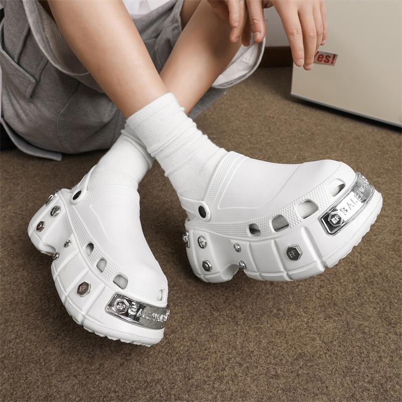 Sommar Dam-/herrtofflor med tjock sula i EVA, Trädgårdsskor med tjock sula i metall