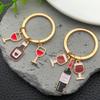 Creative Drip Oil Wine Beer Glass Keychain Pendant for Men's Car Keys & Women's Bags