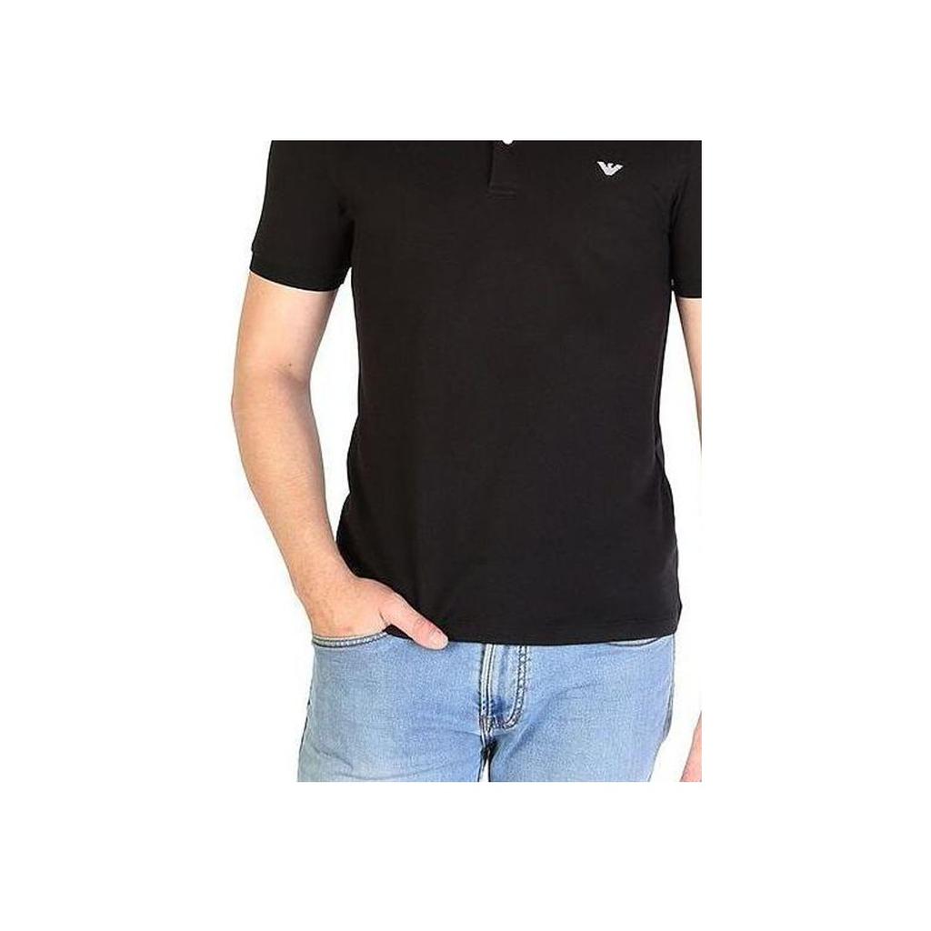 Emporio Armani SS23 Slim Fit Solid Color Short Sleeve Polo Shirt Men tops Black 3G1FL4-1JPTZ-0920